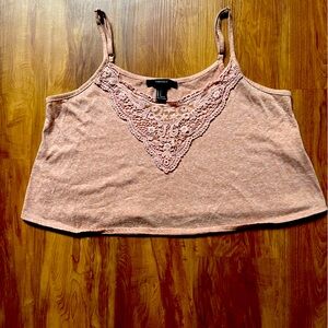 Forever 21, lace front, spaghetti strap, Size: Xs, gently worn, peach, crop top